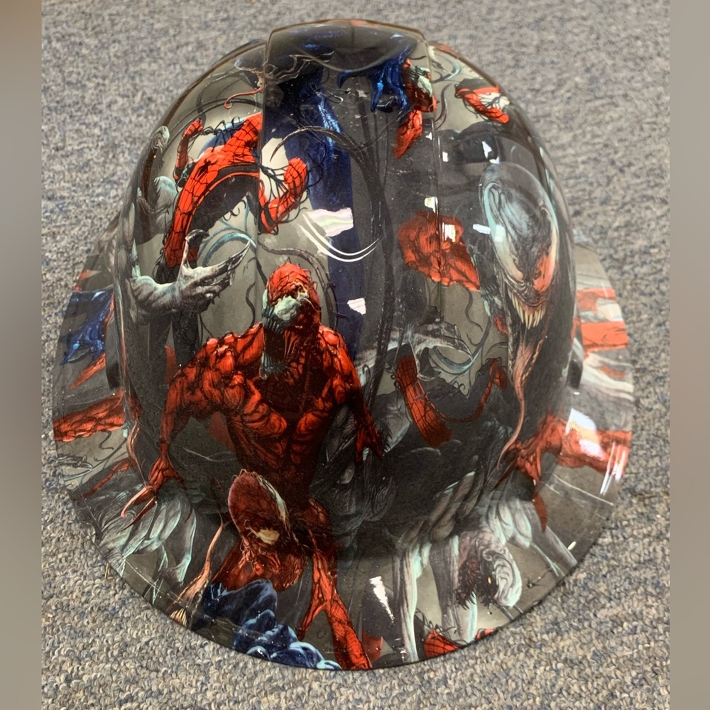 New Full Brim Hard Hat Custom Hydro Dipped WEB OF VENOM.